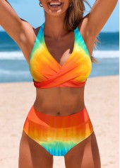 Tie Back Criss Cross Multi Color Bikini Set | thumb picture 