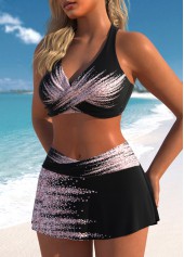 Surplice Patchwork Ombre Black Bikini Set | thumb picture 