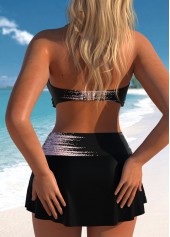 Surplice Patchwork Ombre Black Bikini Set | thumb picture 