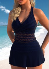 Lace Surplice V Neck Navy Tankini Set | thumb picture 