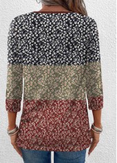 Multi Color Button Ditsy Floral Print T Shirt | thumb picture 
