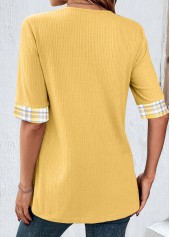 Yellow Fake 2in1 Plaid Half Sleeve T Shirt | thumb picture 