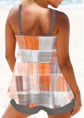 Patchwork Geometric Print Orange Tankini Set | thumb picture 
