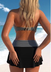 Surplice Striped Black Patchwork Bikini Set | thumb picture 
