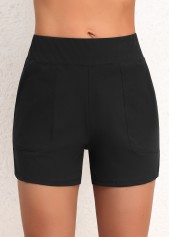 Pocket High Waisted Black Swim Shorts | thumb picture 