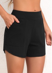 Pocket High Waisted Black Swim Shorts | thumb picture 