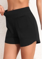 Pocket High Waisted Black Swim Shorts | thumb picture 