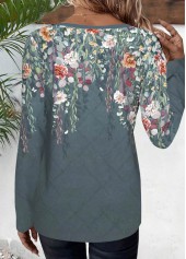 Dusty Blue Floral Print Long Sleeve T Shirt | thumb picture 