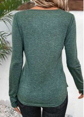 Sage Green Lace Long Sleeve Round Neck T Shirt | thumb picture 