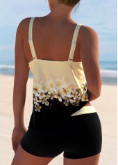 Patchwork Floral Print Light Yellow Tankini Set | thumb picture 