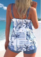 Lightweight Tropical Plants Print Dusty Blue Tankini Set | thumb picture 
