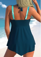 Lace Up Marble Print Peacock Blue Tankini Set | thumb picture 