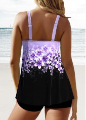 Patchwork Floral Print Light Purple Tankini Set | thumb picture 