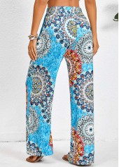 Neon Blue Pocket Tribal Print Elastic Waist Pants | thumb picture 