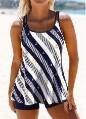 Striped Navy Double Straps Tankini Set | thumb picture 