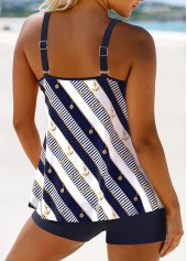 Striped Navy Double Straps Tankini Set | thumb picture 