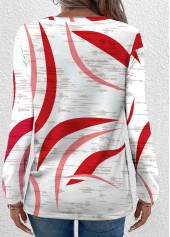 Red Lightweight Geometric Print Long Sleeve T Shirt | thumb picture 