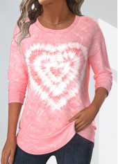 Valentine's Day Light Pink Tie Dye Print T Shirt