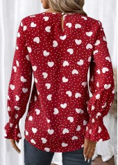 Red Patchwork Plus Size Valentine's Day Print Blouse | thumb picture 