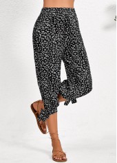 Black Split Ditsy Floral Print Jogger Elastic Waist Pants | thumb picture 