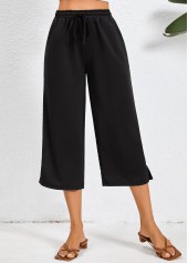 Black Pocket Elastic Waist High Waisted Pants | thumb picture 