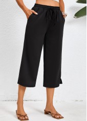 Black Pocket Elastic Waist High Waisted Pants | thumb picture 