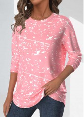 Light Pink Geometric Print Long Sleeve T Shirt | thumb picture 