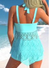 Lace Drawstring Cyan Swimdress and Shorts | thumb picture 