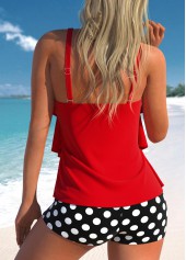 Handkerchief Hem Polka Dot Red Tankini Set | thumb picture 