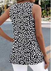 Black Geometric Print Sleeveless V Neck Tank Top | thumb picture 