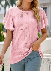 Light Pink Lightweight Short Sleeve Round Neck T Shirt