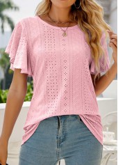 Light Pink Lightweight Short Sleeve Round Neck T Shirt | thumb picture 
