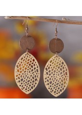 Dark Coffee Leaf Hollow Wood Earrings