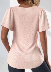 Dusty Pink Textured Fabric Short Sleeve T Shirt | thumb picture 