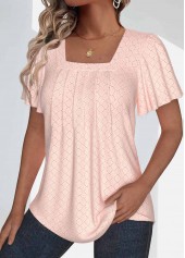 Dusty Pink Textured Fabric Short Sleeve T Shirt | thumb picture 
