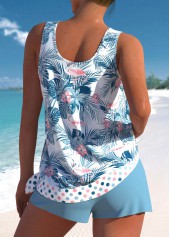 Patchwork Floral Print Dusty Blue Tankini Set | thumb picture 