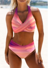 Criss Cross Ombre Pink Bikini Set