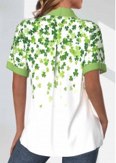 Avocado Green Patchwork Saint Patrick's Day Print Blouse | thumb picture 