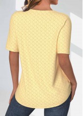 Light Yellow Jacquard Short Sleeve Round Neck T Shirt | thumb picture 