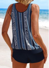 Patchwork Zebra Stripe Print Navy Tankini Set | thumb picture 