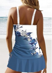 Circular Ring Floral Print Dusty Blue Tankini Set | thumb picture 