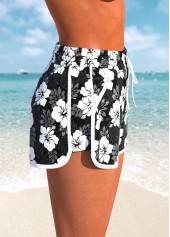 High Waisted Floral Print Black Swim Shorts | thumb picture 