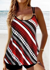 Circular Ring Striped Red Tankini Set | thumb picture 