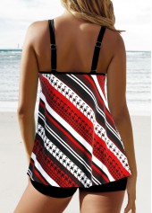 Circular Ring Striped Red Tankini Set | thumb picture 