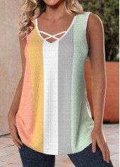 Multi Color Criss Cross V Neck Tank Top | thumb picture 