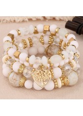 Beige Hollow Heart Alloy Bracelet Set