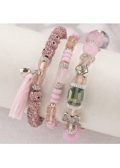 Pink Butterfly Glass Beaded Bracelet Set | thumb picture 