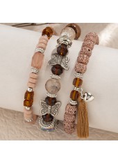 Dark Coffee Butterfly Round Bracelet Set | thumb picture 