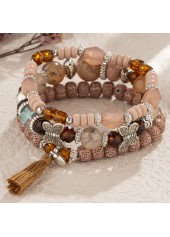 Dark Coffee Butterfly Round Bracelet Set