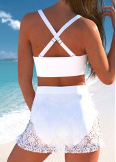 Lace Surplice V Neck White Bikini Set | thumb picture 